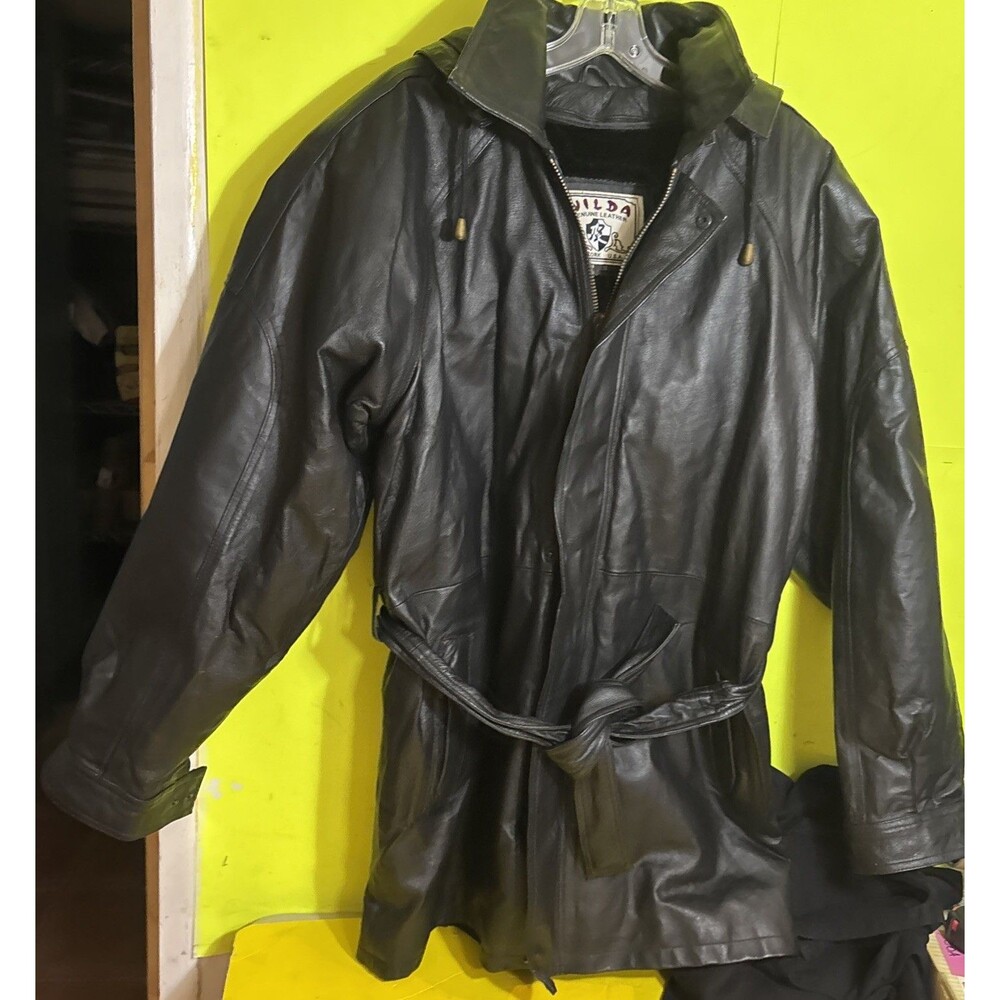Vintage Wilda Genuine Leather New York USA Jacket, Size S with Hood